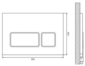 Set vas wc rimless suspendat, asimetric, cu capac softclose, Foglia Oslo, rezervor incastrat si clapeta aurie Cersanit Block