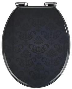 Capac WC cu închidere lentă Wenko Bellevue, 42,5 x 35,5 cm, gri închis