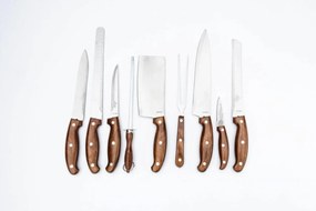 Set cuțite inox 9 piese in husa maro Royalty Line RL-K9C