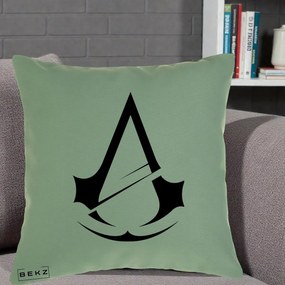 Perna Personalizata Assassin's Creed Minimalist, 40x40 cm, Verde, Husa Detasabila, Perna Inclusa, BEKZ®