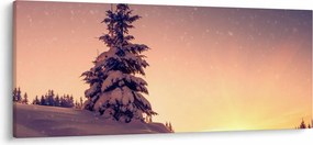 Tablou cu copac înzăpezit pe luncă (120x50 cm)