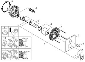 GROHE 24094000 - Baterie EUROCUBE cu comutator în 3 căi, crom lucios