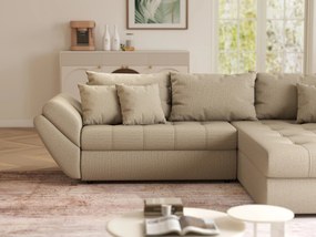 Colțar extensibil dumonde cu ladă de depozitare si sezut confortabil din spuma high-density, Loana Enjoy Camel II 270x185 cm