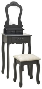 vidaXL Set masă de toaletă cu taburet gri 50x59x136 cm lemn paulownia