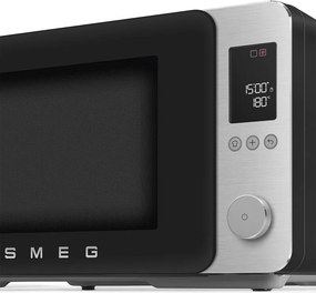 Cuptor cu microunde combinat cu aer cald SMEG Collezione MOC02BLMEU, 900 W, 27 l, 25 de programe, închidere lină, setări personalizate, negru mat