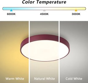 Brilagi-LED Plafonieră LED POOL, dimmabilă, 48W/230V, 3000-6000K, 40 cm, burgund + telecomandă