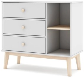 Comodă pentru copii albă joasă 90x81 cm Esteban – Marckeric