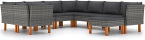 vidaXL Set mobilier de grădină cu perne, 9 piese, gri, poliratan