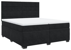 3291004 vidaXL Pat box spring cu saltea, negru, 200x200 cm, catifea