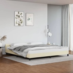 347521 vidaXL Cadru de pat cu tăblie, crem, 200x200 cm, piele ecologică