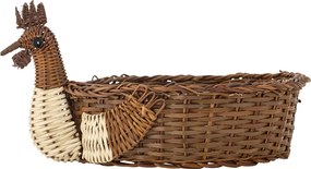 Coș decorativ din răchită împletită, în formă de găină, culoare maro, 38x27x18 cm, „Marsha"