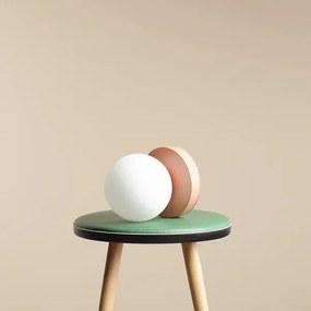 Veioza moderna portocalie minimalista cu glob din sticla Ball S