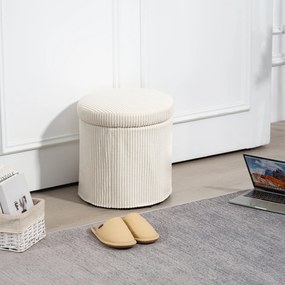 HOMCOM Pouf de depozitare 32 L, pouf pentru salon din catifea călită cu capac greutate maximă 120 kg, pentru hol, cameră, salon, bej | Aosom Romania