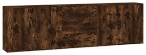 vidaXL Servantă, 3 buc., stejar fumuriu, lemn prelucrat