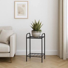 Etajera metal pentru flori 2 rafturi Decor Homs 33 x 60 x 31 cm, negru