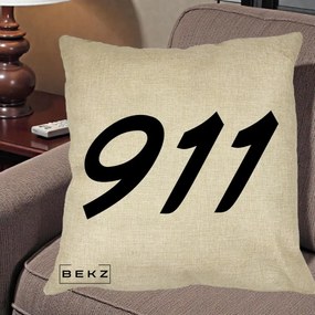 Perna Personalizata 911 Bold, 40x40 cm, Crem, Husa Detasabila, Perna Inclusa, BEKZ®