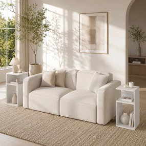HOMCOM Set de 2 Măsuțe de Cafea Moderne cu Raft Deschis, Alb | Aosom Romania