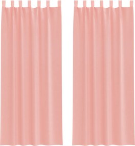 vidaXL Perdele Voile cu Bucle 2 buc Roz 140x260 cm