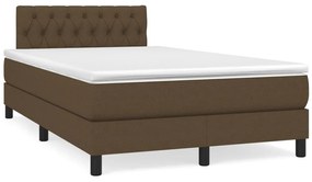 vidaXL Pat cu arcuri, saltea și LED, maro închis, 120x190 cm, textil