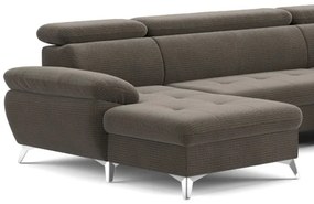 Canapea colțar extensibilă cu spațiu depozitare, model CATANIA, maro, dreapta