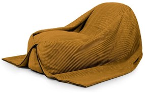 Fotoliu puf pentru copii galben muștar cu tapițerie din catifea reiată Cocoon 120 – SLOWDOWN