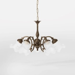 Candelabru stil clasic italian din alama si sticla Ricciolo