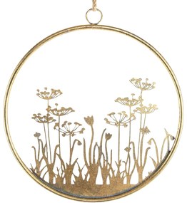 Decoratiune de perete din metal FLOWERS RING Ø 41 cm aurie