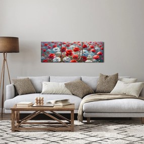 Tablou - Câmp de maci (cu ceas) (90x30 cm)