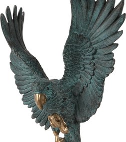 Statuetă decorativă din polirășină, albastru, papagal pe suport, 52,5 x 26,5 x 14,5 cm, „Lori”