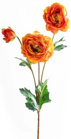 Floare RANUNCULUS ÎNFLORIT oranj, 66 cm, 3 ramuri