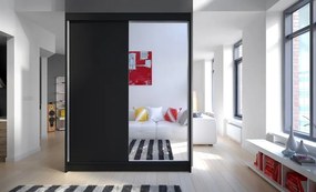 Dulap cu usi glisante si oglinda 150x200 cm, Jordi, ADRK Furniture (Culoare: Ciocolata)