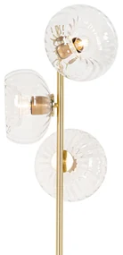 Lampa de podea Art Deco aurie cu sticla 3 lumini - Ayesha