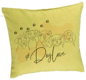 Perna Decorativa, Model Dog Love, 40x40 cm, Verde, Husa Detasabila, Burduf