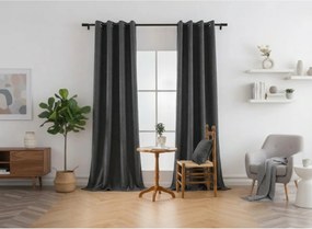 Perdea opaca DREAM VELVET 140x250 cm, gri inchis Agatat: Inele metalice