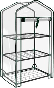 Outsunny Sera de Balcon cu 3 Niveluri și Ușă Rulantă, Sera pentru Grădină cu Structură din Oțel și Acoperiș din Plastic, pentru Plante, Flori, Fructe, 59x39x127 cm, Transparentă | Aosom Romania
