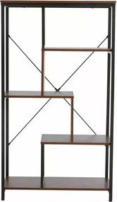 Biblioteca NET B, nuc inchis/negru, PAL laminat/metal, 75x35x132 cm