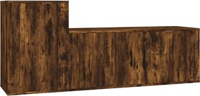 vidaXL Set dulapuri TV, 2 piese, stejar fumuriu, lemn prelucrat