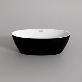 OVAL Cadă de baie freestanding, alb-negru, 180x80x58 cm