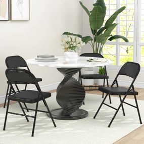 HOMCOM Set de 2 Scaune Pliabile Metalice, Tapițate cu Piele Ecologică PU, pentru Interior, cu Șezut Confortabil și Spătar Deschis | Aosom Romania