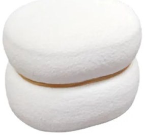 Taburet Mara ,structura Mdf si blana artificiala - ALB - H 36 cm / L 44,5 cm / 35,5c m