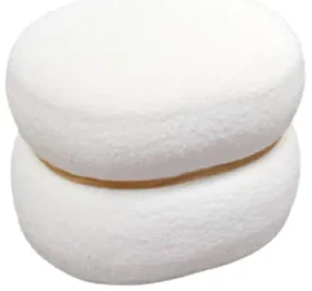 Taburet Mara ,structura Mdf si blana artificiala - ALB - H 36 cm / L 44,5 cm / 35,5c m