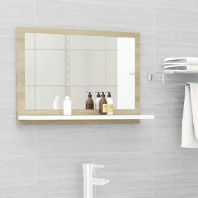 Oglinda de baie, alb stejar sonoma, 60 x 10,5 x 37 cm, PAL alb si stejar sonoma, 60 cm