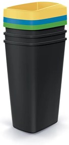 Set pubele pentru deseuri sortate, patrate, 3 x 45 l, colorate