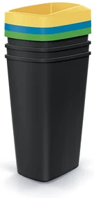 Set pubele pentru deseuri sortate, patrate, 3 x 45 l, colorate