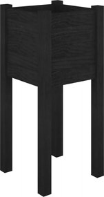 vidaXL Jardinieră de grădină, negru, 31x31x70 cm, lemn masiv de pin