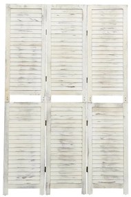 338570 vidaXL Paravan de cameră cu 3 panouri alb antichizat, 105x165 cm, lemn