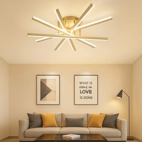 Lustră LED Auriu cu Telecomandă – 95W, 5 Surse de Iluminare, Intensitate Reglabilă, 3 Tipuri de Lumină