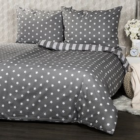 Lenjerie de pat 4Home din bumbac Stars gri, pentru 2 persoane, 220 x 200 cm, 2 buc. 70 x 90 cm