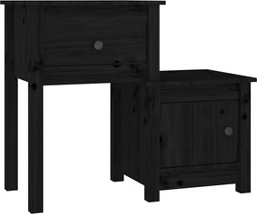 vidaXL Noptieră, negru, 79,5x38x65,5 cm, lemn masiv de pin