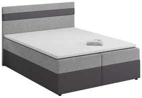 Pat matrimonial Boxspring 140x200 cm Mimosa Comfort (șuvițat gri deschis + Gri închis) (cu somieră și saltea). 1056231